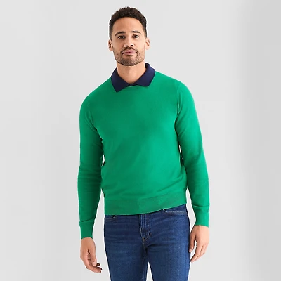 St. John's Bay Fine Gauge Mens Crew Neck Long Sleeve Pullover Sweater