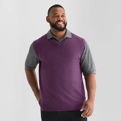 St. John's Bay Fine Gauge Mens V Neck Big and Tall Sweater Vest