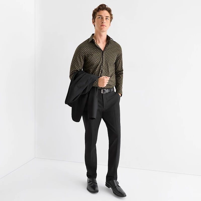 J. Ferrar Ultra Comfort Mens Long Sleeve Slim Fit Stretch Fabric Wrinkle Free Button-Down Shirt