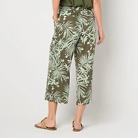 Liz Claiborne Womens Wide Leg Mid Rise Cropped Pant