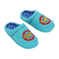 Womens Wonder Woman Faux Fur Trim Slip-On Slippers