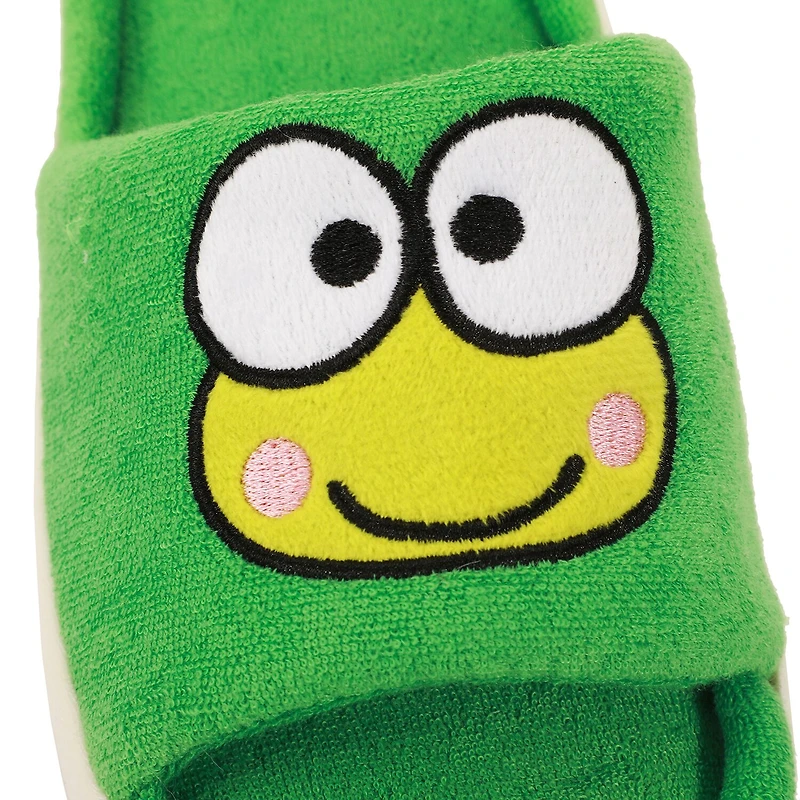 Keroppi Womens Hello Kitty Faux Fur Trim Slip-On Slippers