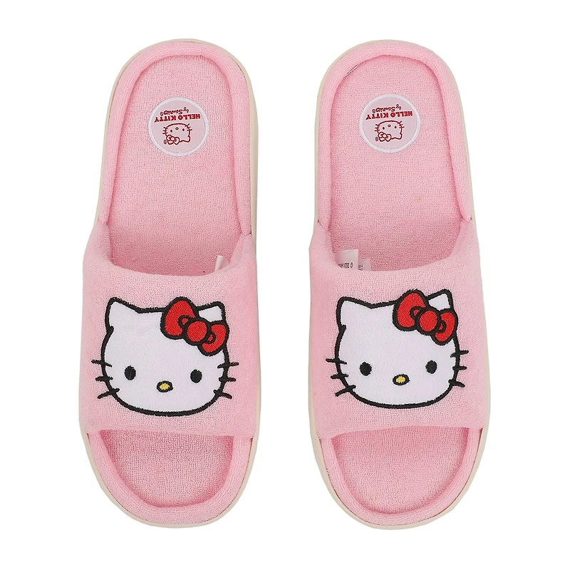Womens Hello Kitty Faux Fur Trim Slip-On Slippers