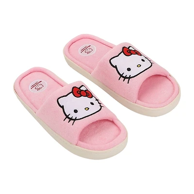 Womens Hello Kitty Faux Fur Trim Slip-On Slippers