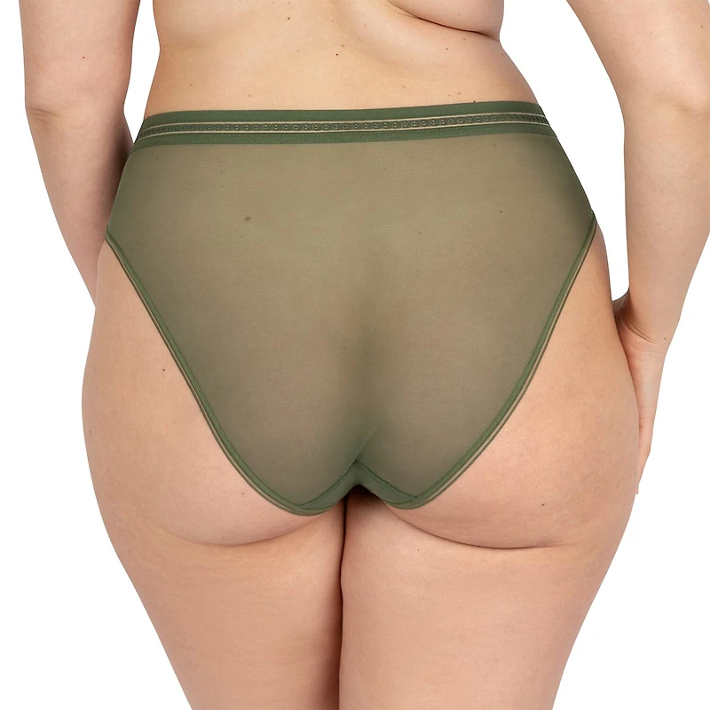 Curvy Couture Sheer Mesh High Cut Brief