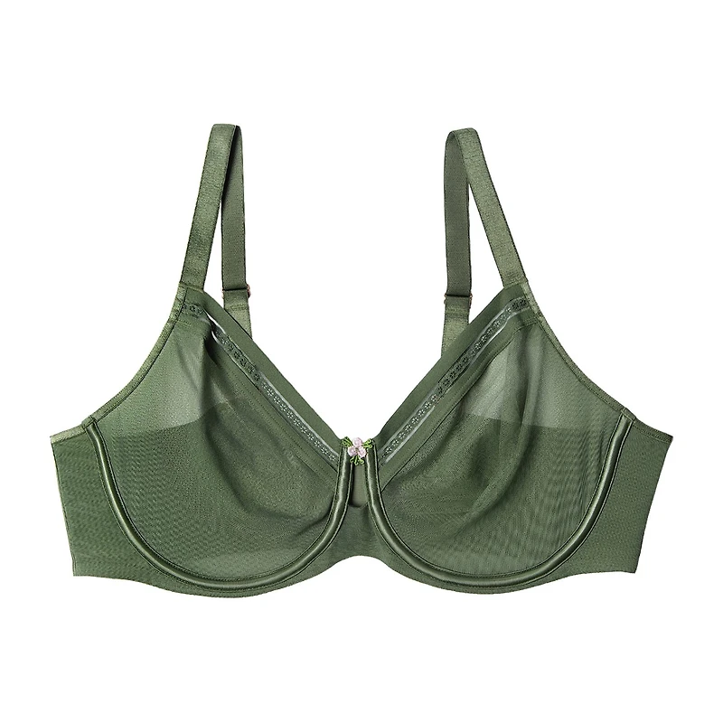 Curvy Couture Sheer Mesh Unlined Underwire Bra - 1634