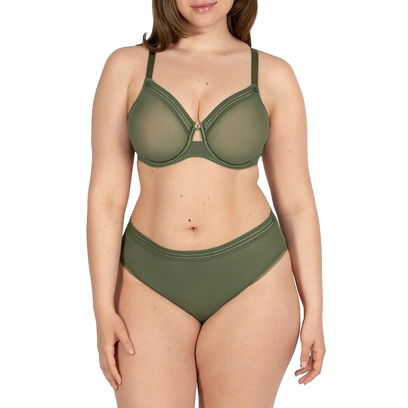 Curvy Couture Sheer Mesh Unlined Underwire Bra - 1634