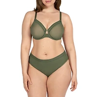 Curvy Couture Sheer Mesh Unlined Underwire Bra - 1634