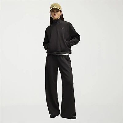 PUMA Womens Wide Leg Mid Rise Regular Fit Sweatpant