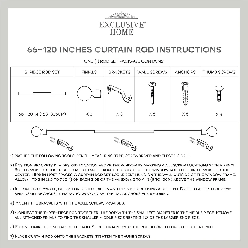 Exclusive Home Curtains Rope Knots 1 IN Adjustable Curtain Rod