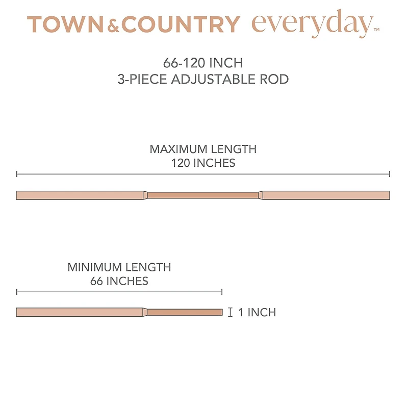 Town And Country Modern Rounded Cap 1 Adjustable Curtain Rod