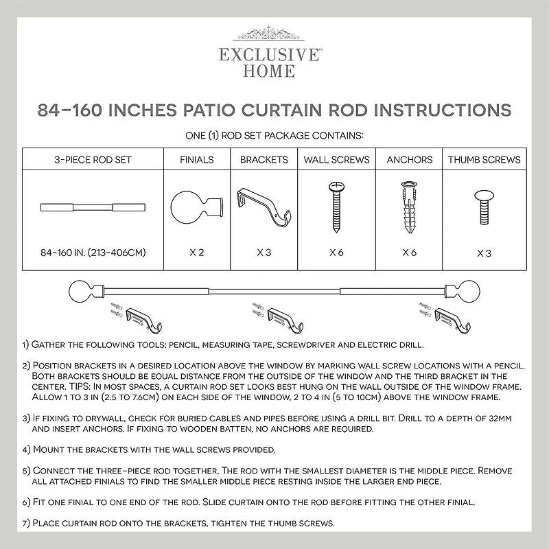 Exclusive Home Curtains Napoleon 1 Adjustable Curtain Rod