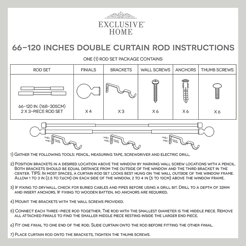 Exclusive Home Curtains Prism/Topper Double Double Curtain Rod