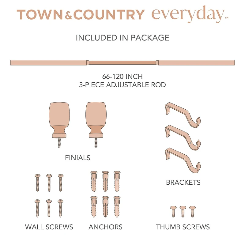 Town And Country Smooth Edge Cylinder 1 Adjustable Curtain Rod