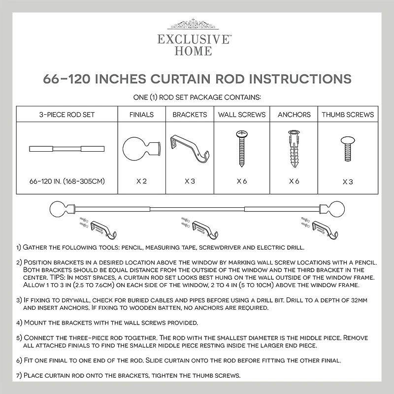 Exclusive Home Curtains Peony 1 IN Adjustable Curtain Rod