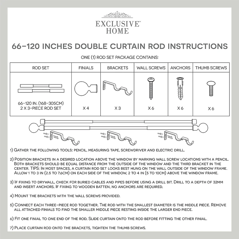 Exclusive Home Curtains Ogee/Topper Double Curtain Rod