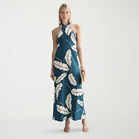 Worthington Womens Halter Neck Sleeveless Maxi Dress