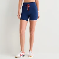 Xersion Womens 6" High Rise Stretch Fabric Drawstring Waist Quick Dry Bike Short