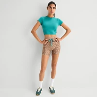 Xersion Womens 6" High Rise Stretch Fabric Drawstring Waist Quick Dry Bike Short