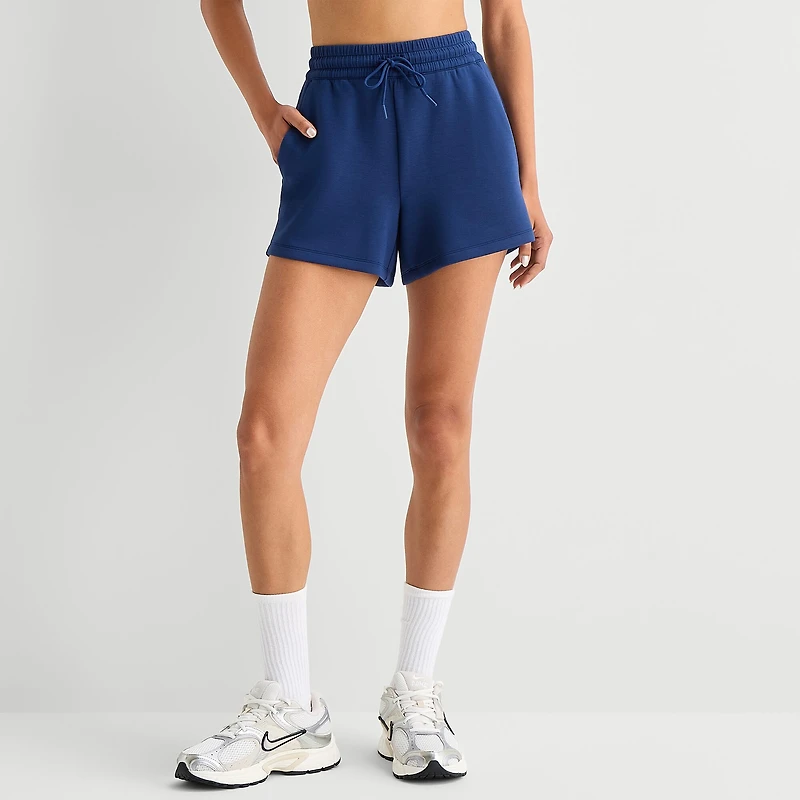 Xersion Scubaluxe Womens 4" Drawstring Waist Workout Shorts