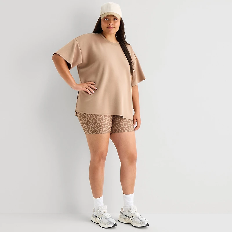 Xersion Scubaluxe Womens Crew Neck Short Sleeve Active Plus T-Shirt