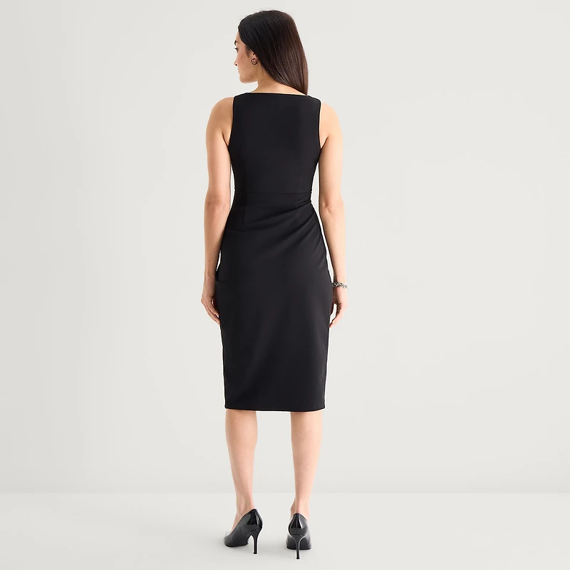 Marc New York Womens V Neck Sleeveless Sheath Dress