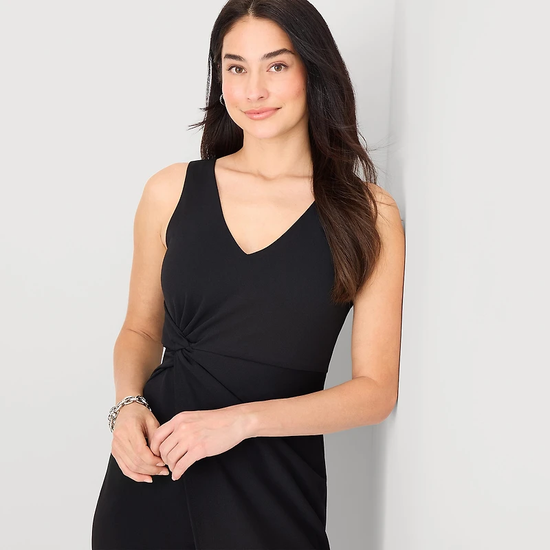 Marc New York Womens V Neck Sleeveless Sheath Dress