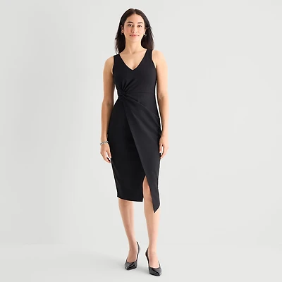Marc New York Womens V Neck Sleeveless Sheath Dress