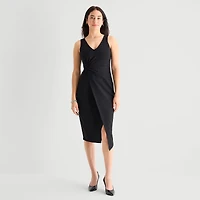 Marc New York Womens V Neck Sleeveless Sheath Dress