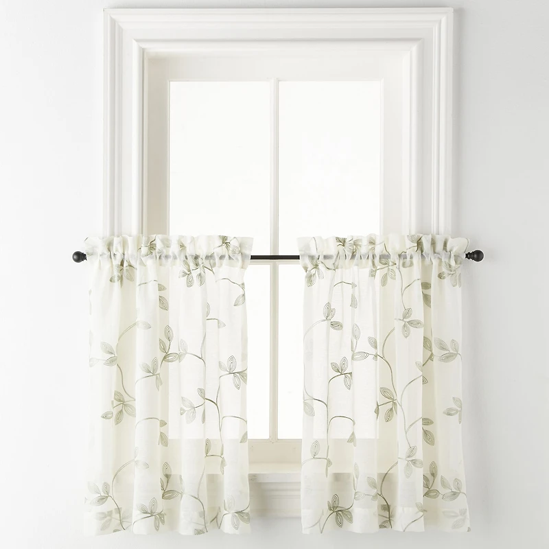 Regal Home Meadow Embroidered 2-pc. Rod Pocket Window Tier