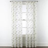 Regal Home Meadow Rod Pocket Embroidered Sheer Single Curtain Panel