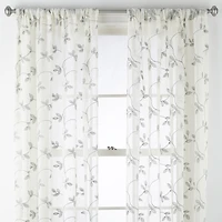 Regal Home Meadow Rod Pocket Embroidered Sheer Single Curtain Panel