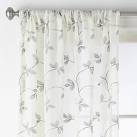 Regal Home Meadow Rod Pocket Embroidered Sheer Single Curtain Panel