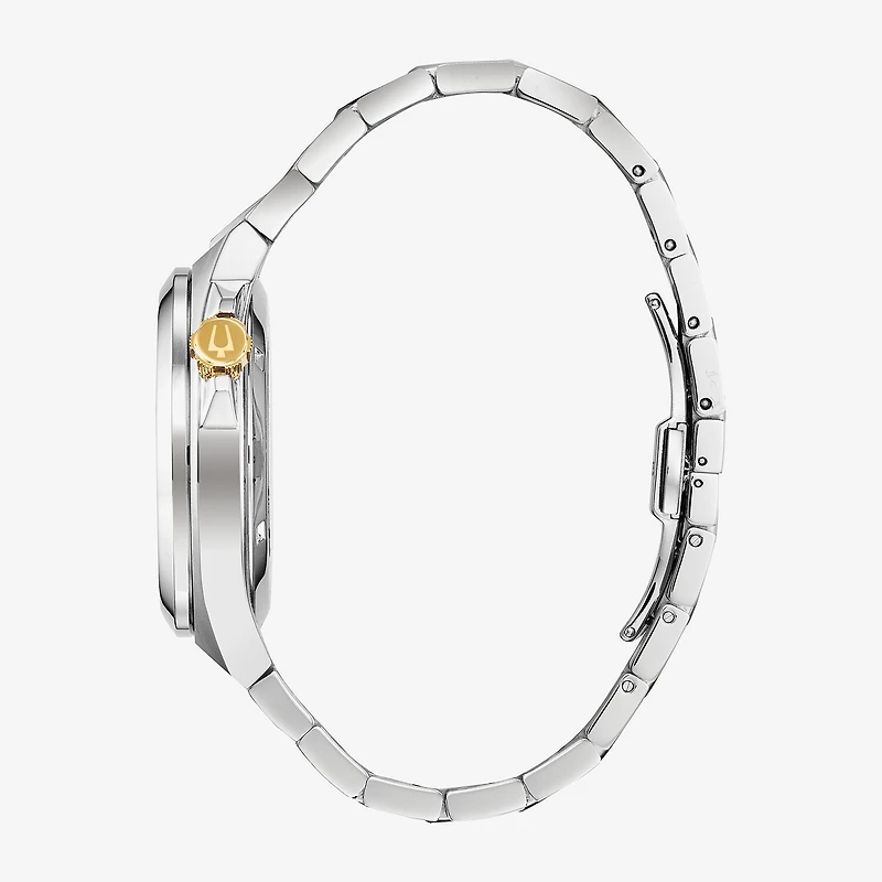 Bulova Maquina Mens Automatic Silver Tone Stainless Steel Bracelet Watch 98a224