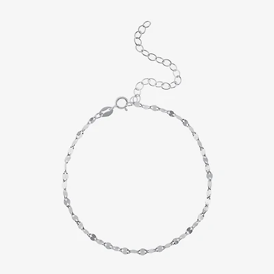 Silver Treasures Womens Sterling Silver 9 Inch Semisolid Ankle Bracelet