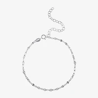 Silver Treasures Womens Sterling Silver 9 Inch Semisolid Ankle Bracelet