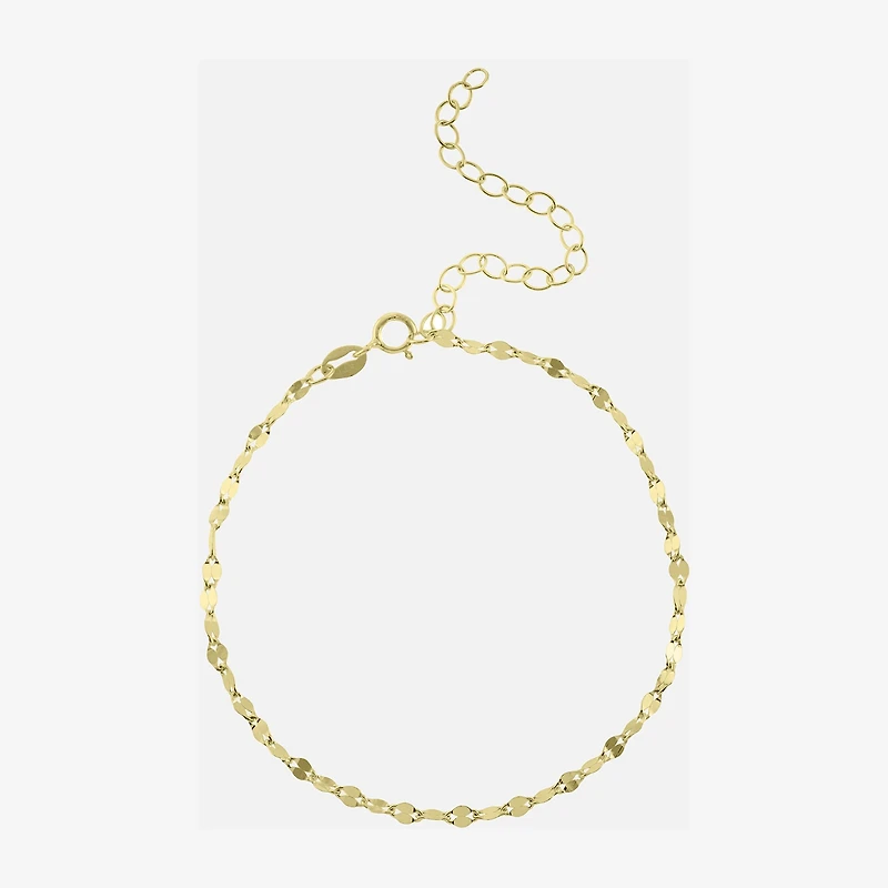 Silver Treasures Womens 14K Gold Over Silver 9 Inch Semisolid Ankle Bracelet