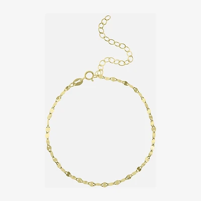 Silver Treasures Womens 14K Gold Over Silver 9 Inch Semisolid Ankle Bracelet