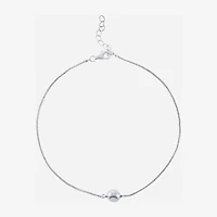 Silver Treasures Freshwater Pearl Womens Sterling Silver 9 Inch Semisolid Box Ankle Bracelet