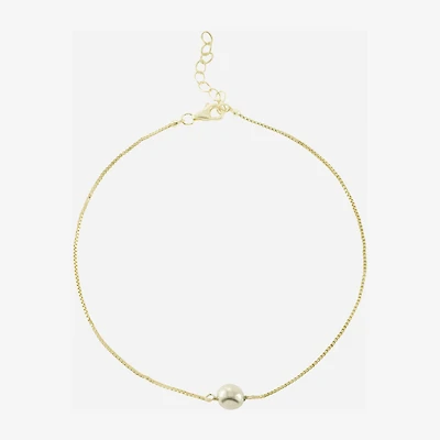 Silver Treasures Womens 14K Gold Over Silver 9 Inch Semisolid Box Ankle Bracelet