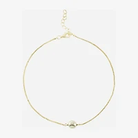 Silver Treasures Womens 14K Gold Over Silver 9 Inch Semisolid Box Ankle Bracelet
