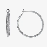 Sparkle Allure Womens Crystal 35mm Hoop Earrings