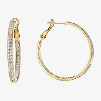 Sparkle Allure Womens Crystal 24K Gold Over Brass 35mm Hoop Earrings
