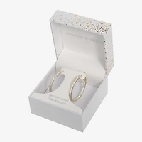 Sparkle Allure Womens Crystal 24K Gold Over Brass 35mm Hoop Earrings