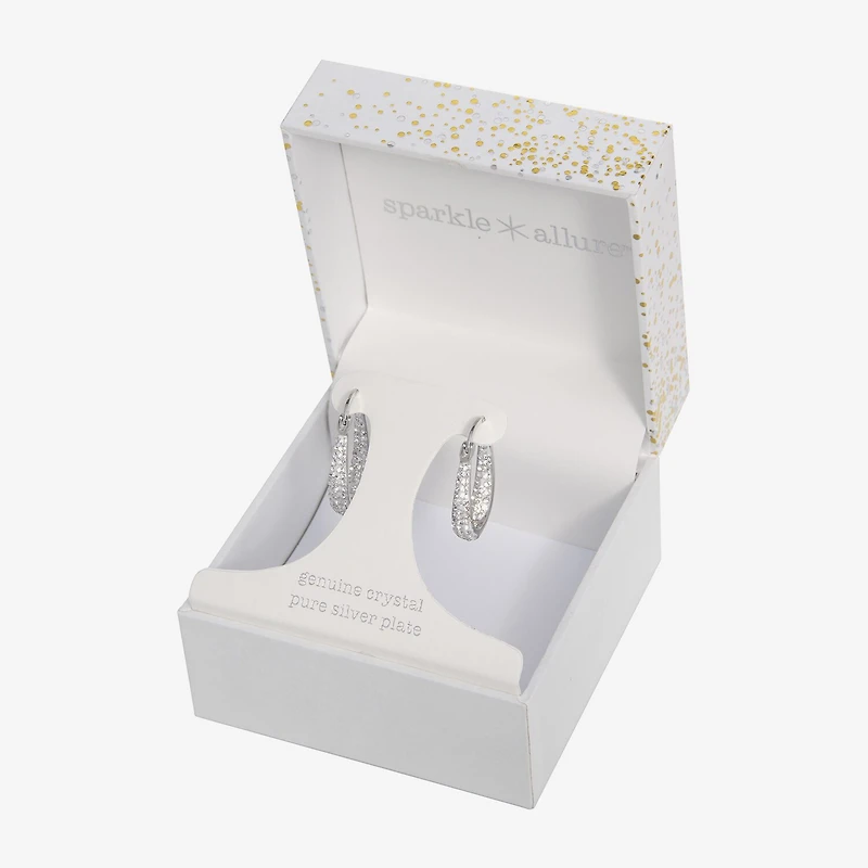 Sparkle Allure Womens Crystal 28mm Hoop Earrings