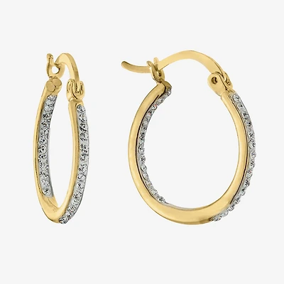 Sparkle Allure Womens Crystal 24K Gold Over Brass 20mm Hoop Earrings
