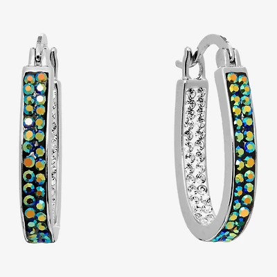 Sparkle Allure Womens Black Crystal 27mm Hoop Earrings