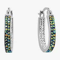 Sparkle Allure Womens Black Crystal 27mm Hoop Earrings