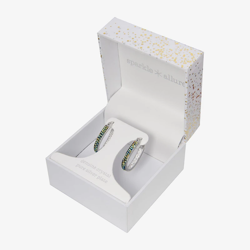 Sparkle Allure Womens Black Crystal 27mm Hoop Earrings