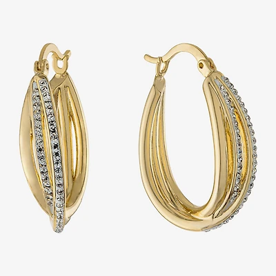 Sparkle Allure Womens Crystal 24K Gold Over Brass 32mm Hoop Earrings
